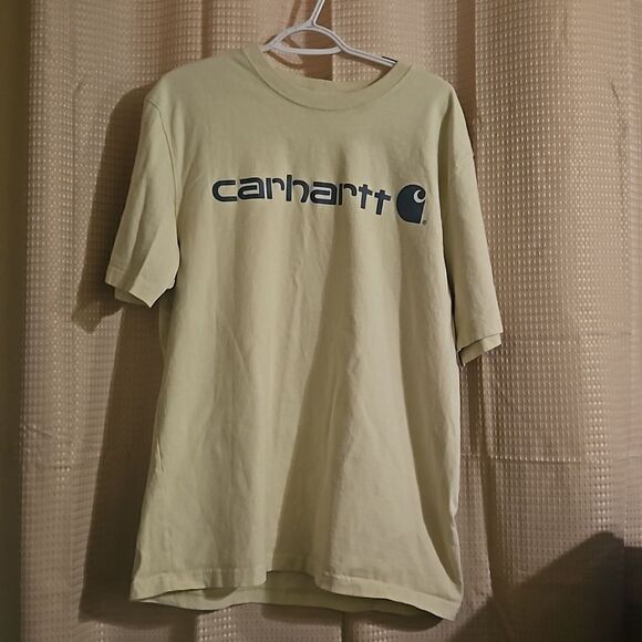 Carhartt  T-Shirt Men L Short Sleeve Loose Fit Crew Neck Graphic Yellow - Picture 1 of 6